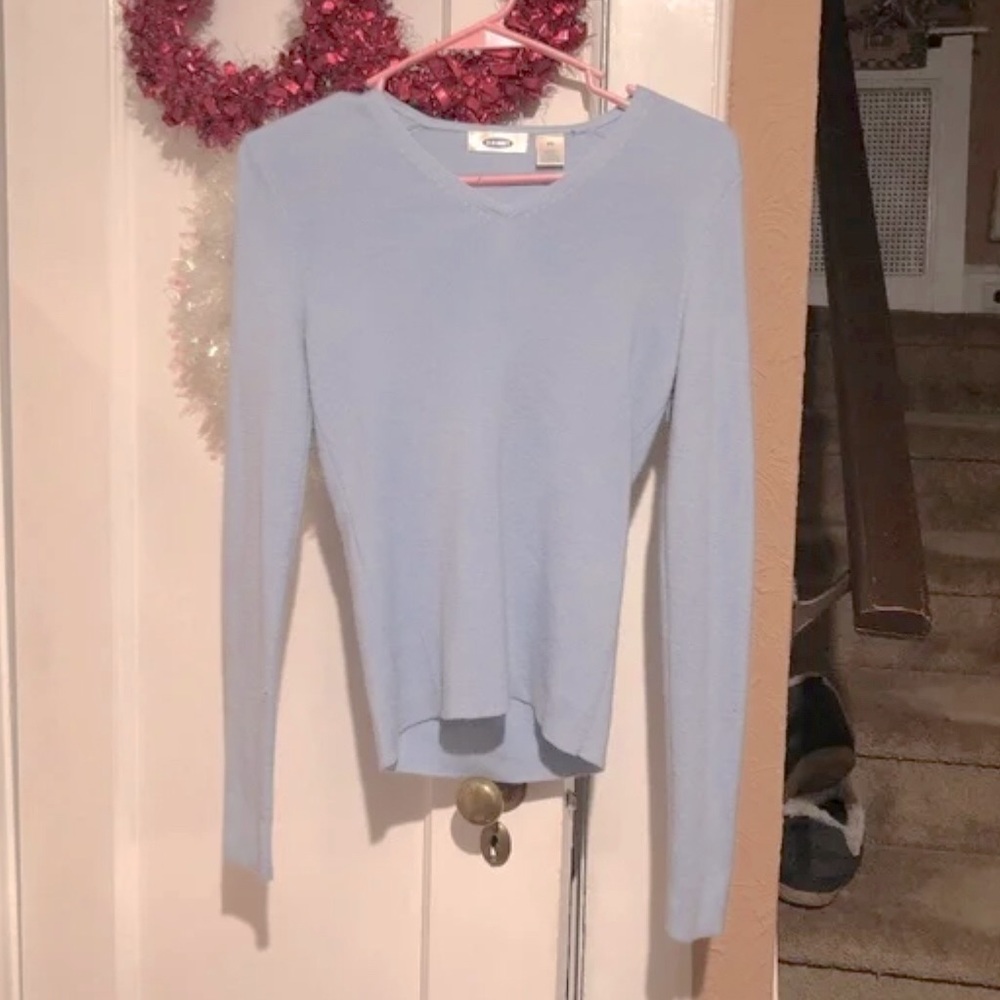 old navy vneck sweater Y2K era baby blue